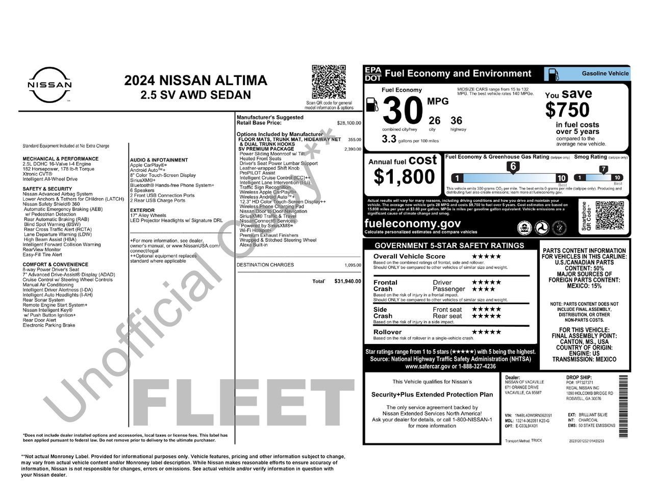 Used 2024 Nissan Altima 2.5 SV w/ SV Premium Package AWD/4WD image 30
