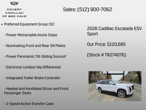 New 2026 Cadillac Escalade ESV Sport w/ Touring Package AWD/4WD image 6