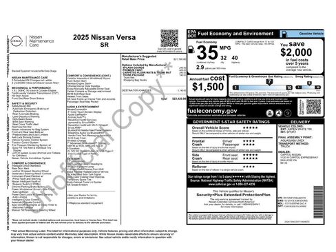 Certified 2025 Nissan Versa SR w/ Trunk Package image 40