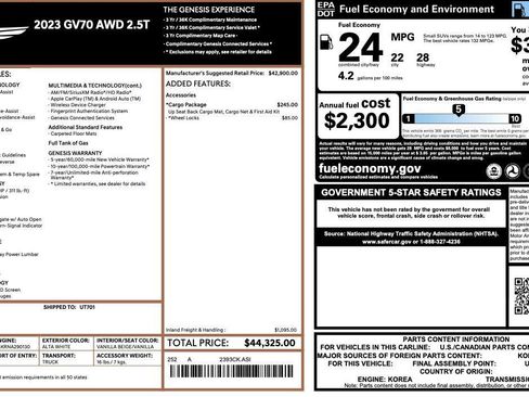 Used 2023 Genesis GV70 2.5T w/ Cargo Package image 5