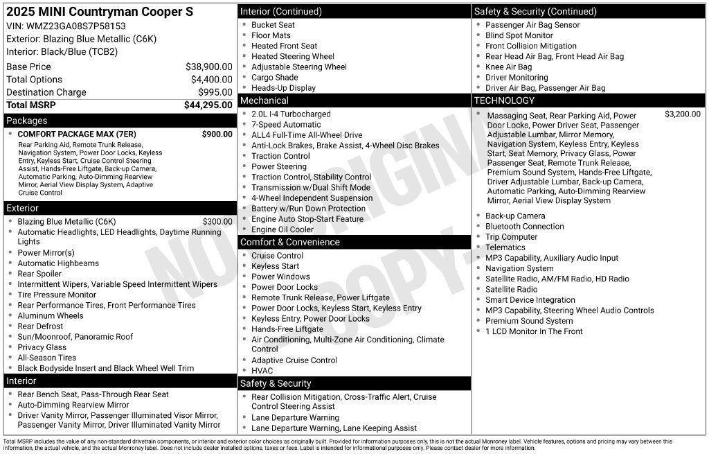 Used 2025 MINI Cooper Countryman S w/ Comfort Package Max AWD/4WD image 9