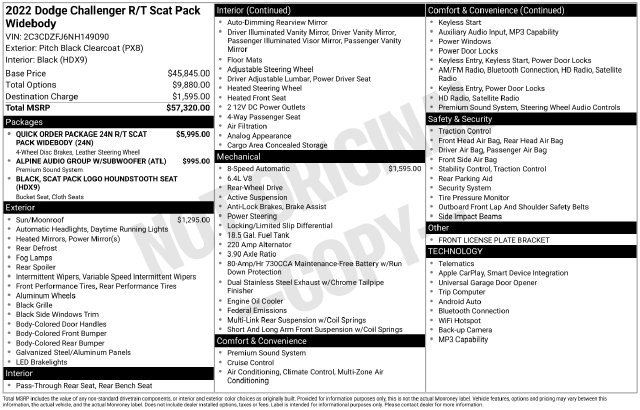 Used 2022 Dodge Challenger R/T Scat Pack RWD image 8