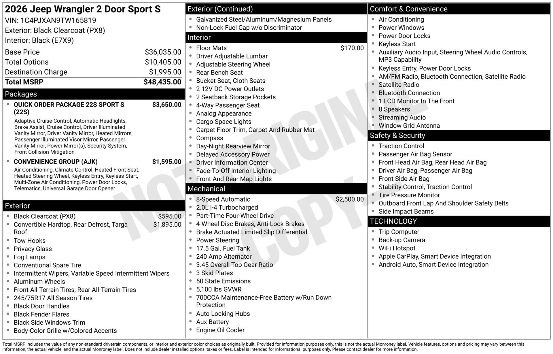New 2026 Jeep Wrangler Sport AWD/4WD image 3