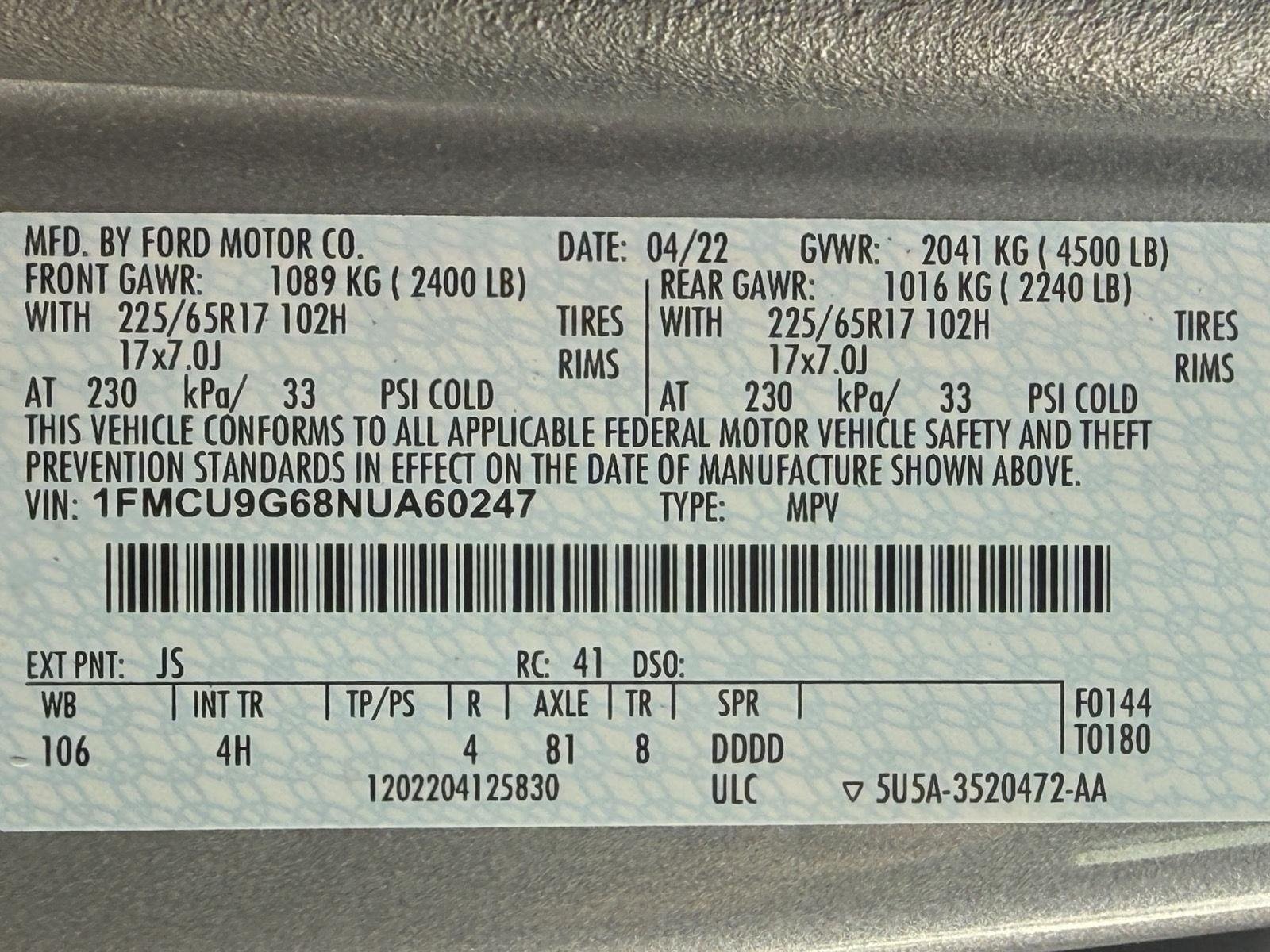 Used 2022 Ford Escape SE w/ Convenience Package AWD/4WD image 45