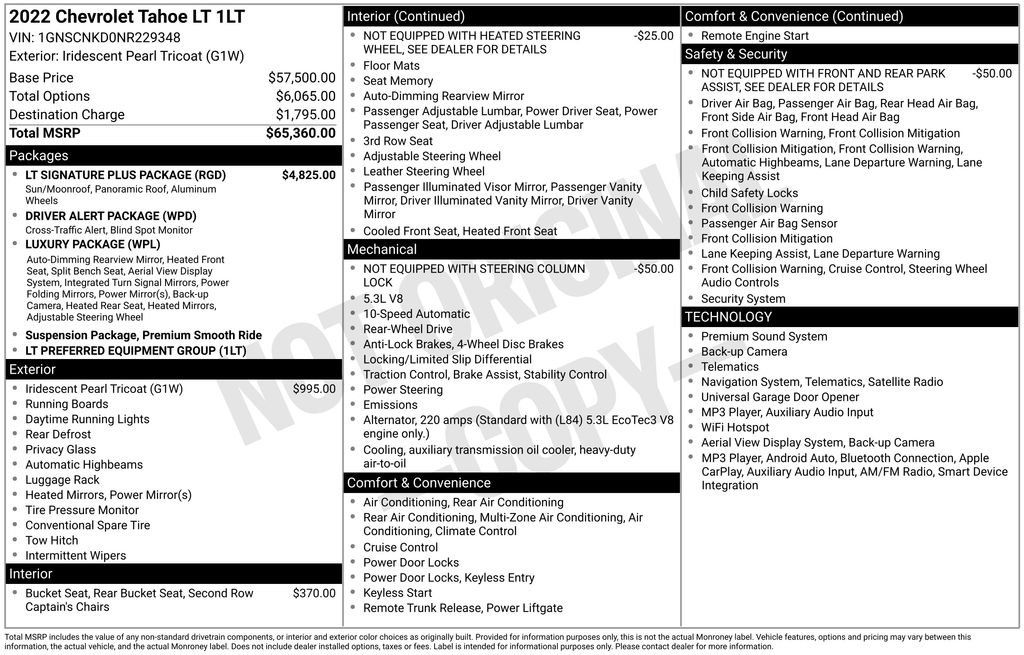 Used 2022 Chevrolet Tahoe LT w/ LT Signature Plus Package RWD image 36