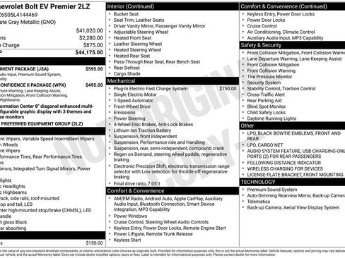 Used 2020 Chevrolet Bolt Premier w/ Infotainment Package FWD image 8