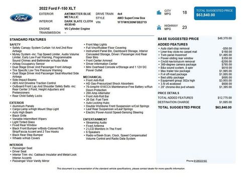 Used 2022 Ford F150 XLT w/ Equipment Group 302A High image 48