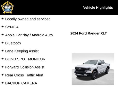 Used 2024 Ford Ranger XLT w/ Equipment Group 301A High image 2