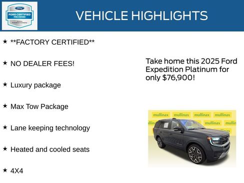 Used 2025 Ford Expedition Platinum w/ Platinum Ultimate Package AWD/4WD image 11