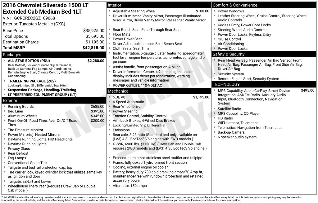 Used 2016 Chevrolet Silverado 1500 LT w/ All Star Edition RWD image 6