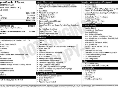 Used 2026 Toyota Corolla LE w/ LE Premium Package image 29