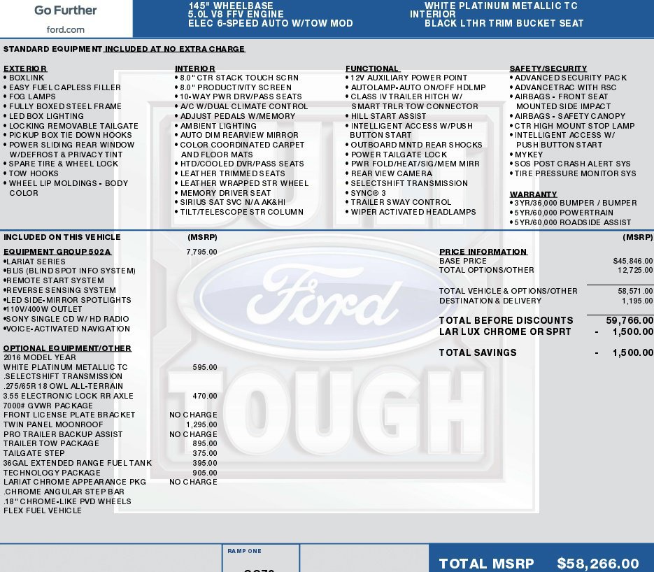 Used 2016 Ford F150 Lariat w/ Equipment Group 502A Luxury AWD/4WD image 2