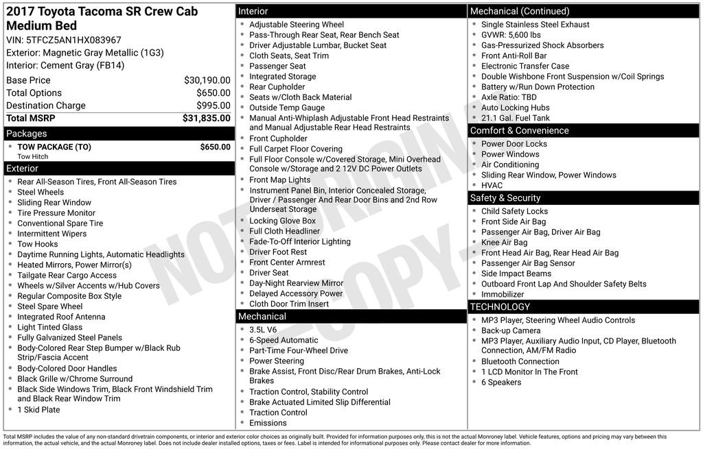 Used 2017 Toyota Tacoma SR w/ Tow Package AWD/4WD image 27