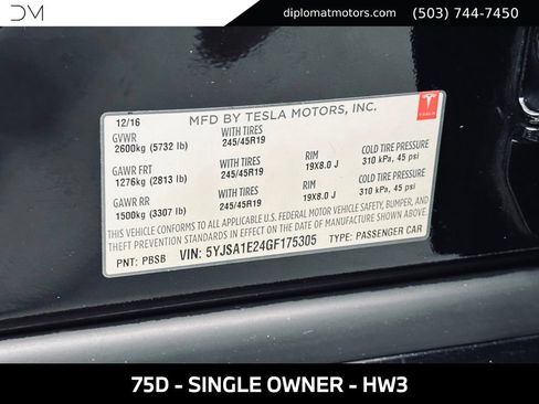 Used 2016 Tesla Model S 75D AWD/4WD image 44