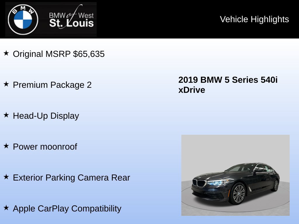 Used 2019 BMW 540i xDrive w/ Convenience Package AWD/4WD image 8
