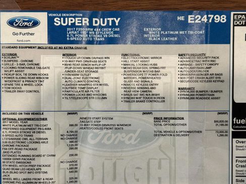 Used 2017 Ford F250 Lariat w/ Lariat Ultimate Package image 86