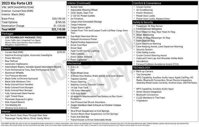 Used 2023 Kia Forte LXS w/ LXS Technology Package FWD image 2