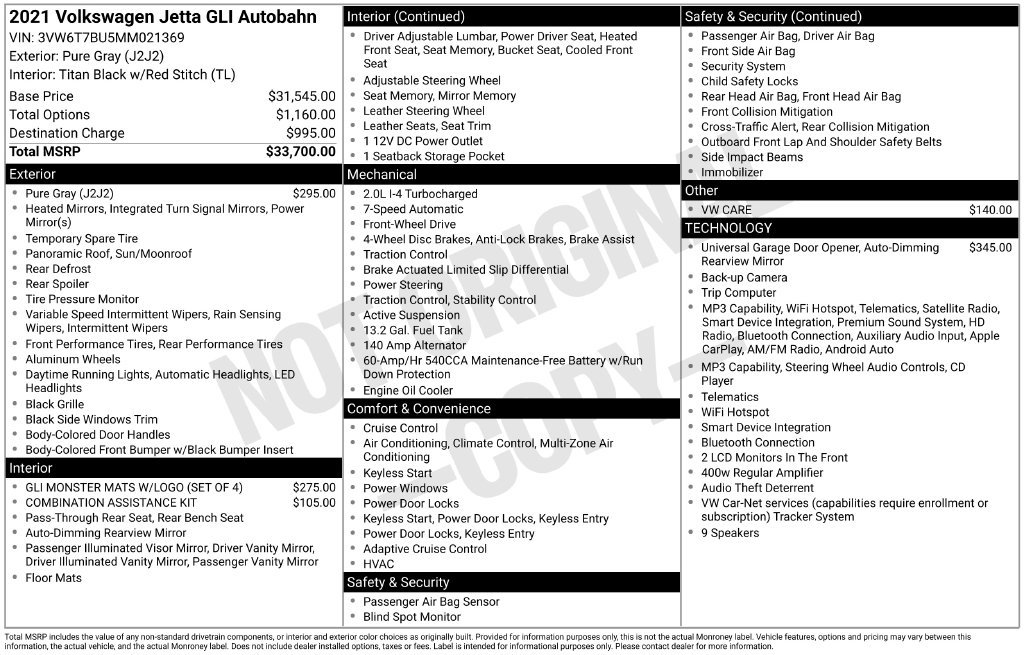 Used 2021 Volkswagen Jetta GLI Autobahn FWD image 3