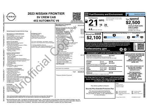 Used 2023 Nissan Frontier SV w/ SV Convenience Package RWD image 48