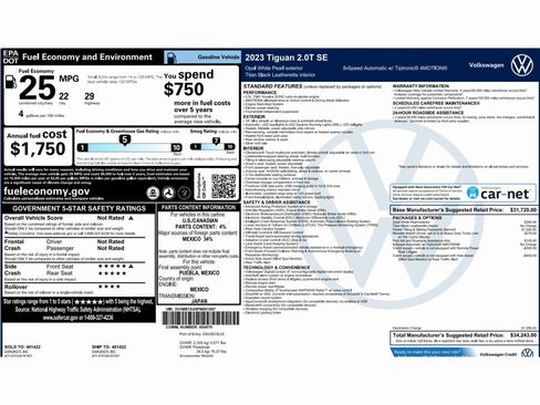 Used 2023 Volkswagen Tiguan SE w/ Panoramic Sunroof Package image 2