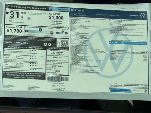 New 2025 Volkswagen Taos S image 3