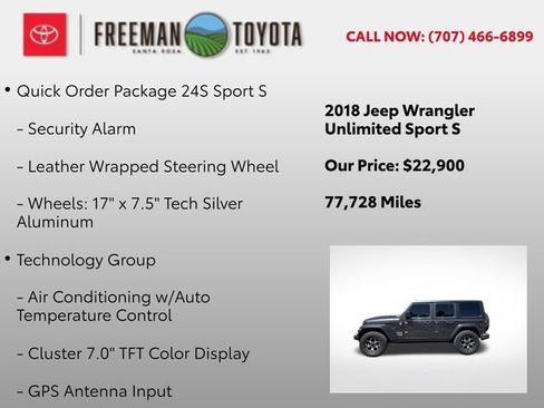 Used 2018 Jeep Wrangler Unlimited Sport S AWD/4WD image 9