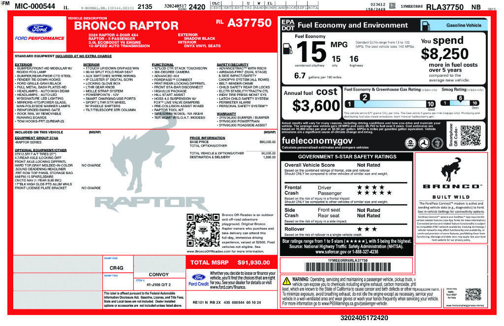 Used 2024 Ford Bronco Raptor AWD/4WD image 47