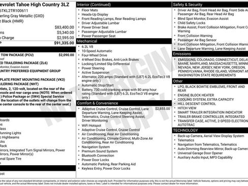 New 2026 Chevrolet Tahoe High Country w/ Sun And Tow Package image 36