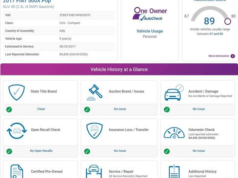 Used 2017 FIAT 500X Pop w/ Pop Popular Equipment Package image 2