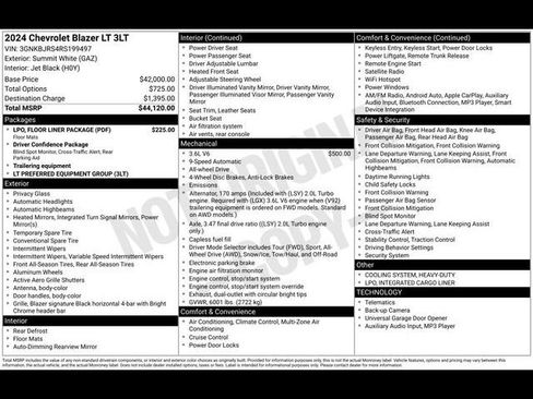 Certified 2024 Chevrolet Blazer LT w/ LPO, Floor Liner Package AWD/4WD image 56