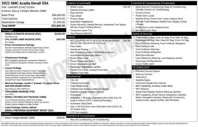 Used 2022 GMC Acadia Denali w/ Denali Ultimate Package FWD image 6