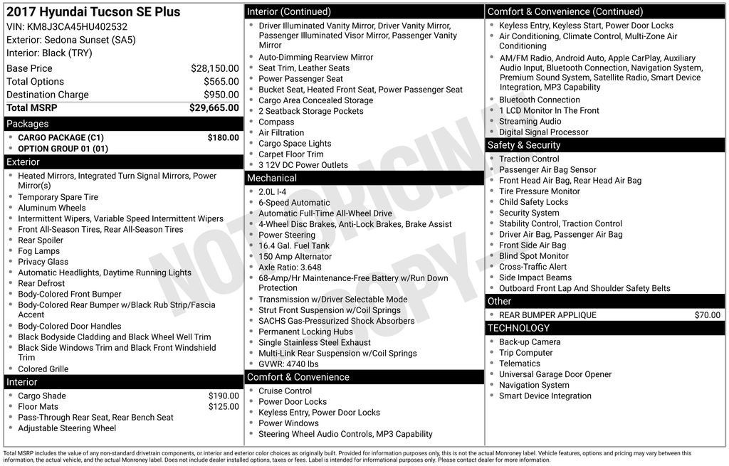 Used 2017 Hyundai Tucson SE Plus w/ Cargo Package AWD/4WD image 6