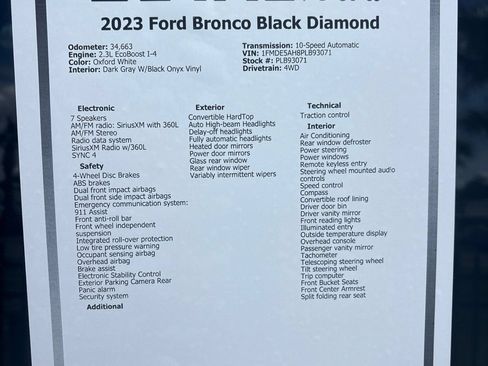 Used 2023 Ford Bronco Black Diamond AWD/4WD image 11