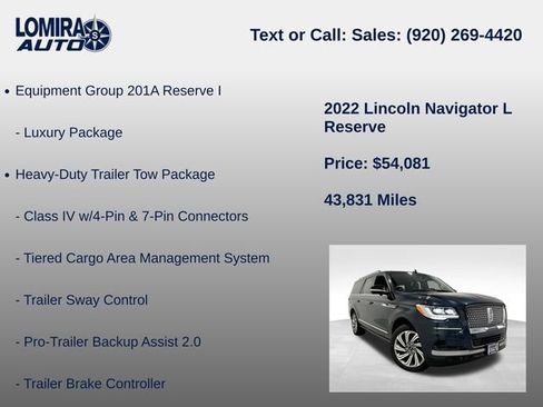 Used 2022 Lincoln Navigator L Reserve w/ Equipment Group 201A AWD/4WD image 8