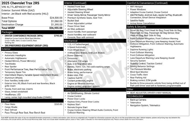 Used 2025 Chevrolet Trax RS w/ Driver Confidence Package FWD image 16