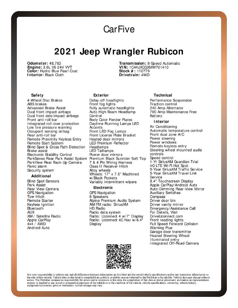 Used 2021 Jeep Wrangler Rubicon AWD/4WD image 30