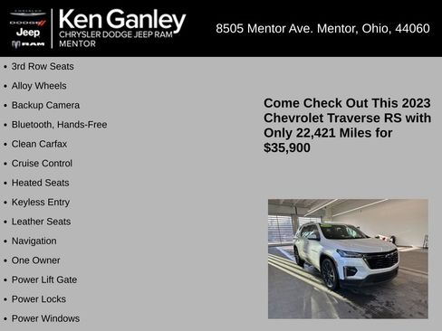 Used 2023 Chevrolet Traverse RS w/ LPO, Floor Liner Package image 5