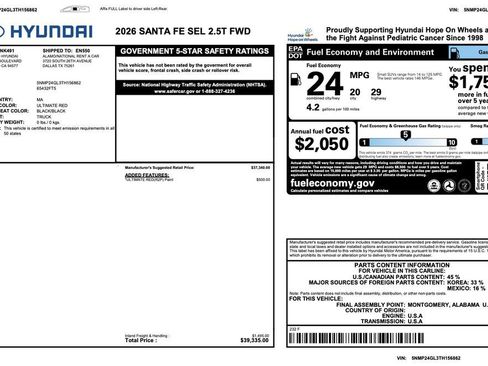 Certified 2026 Hyundai Santa Fe SEL FWD image 3