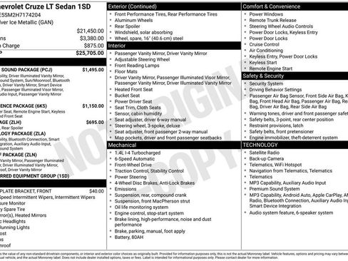 Used 2017 Chevrolet Cruze LT w/ Sun And Sound Package FWD image 2