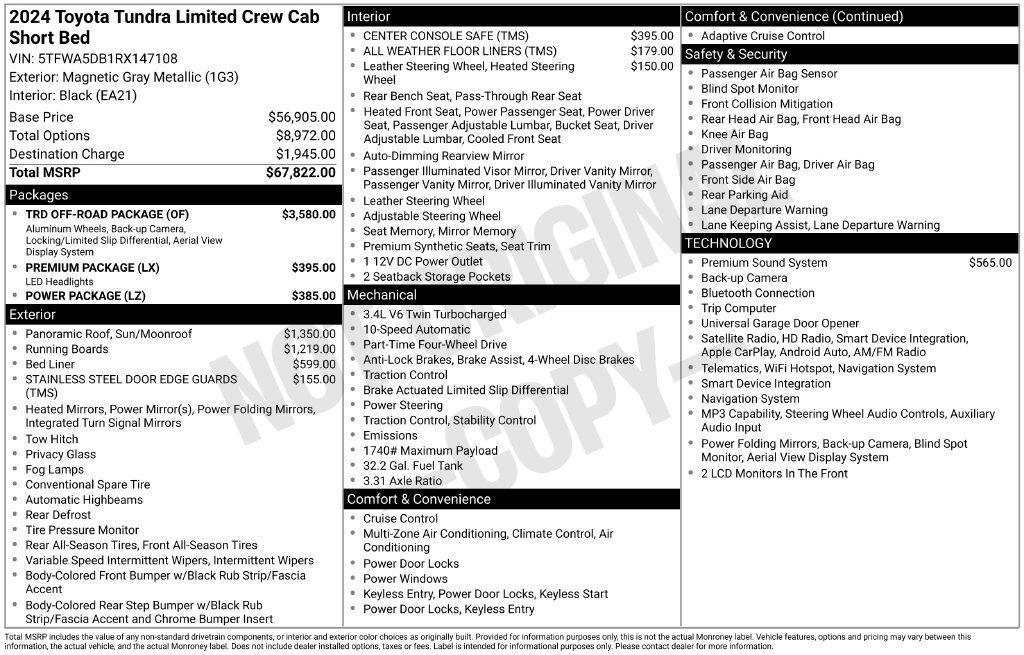 Used 2024 Toyota Tundra Limited w/ TRD Off-Road Package AWD/4WD image 23