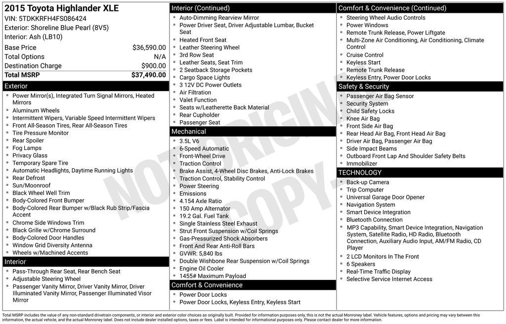 Used 2015 Toyota Highlander XLE FWD image 7