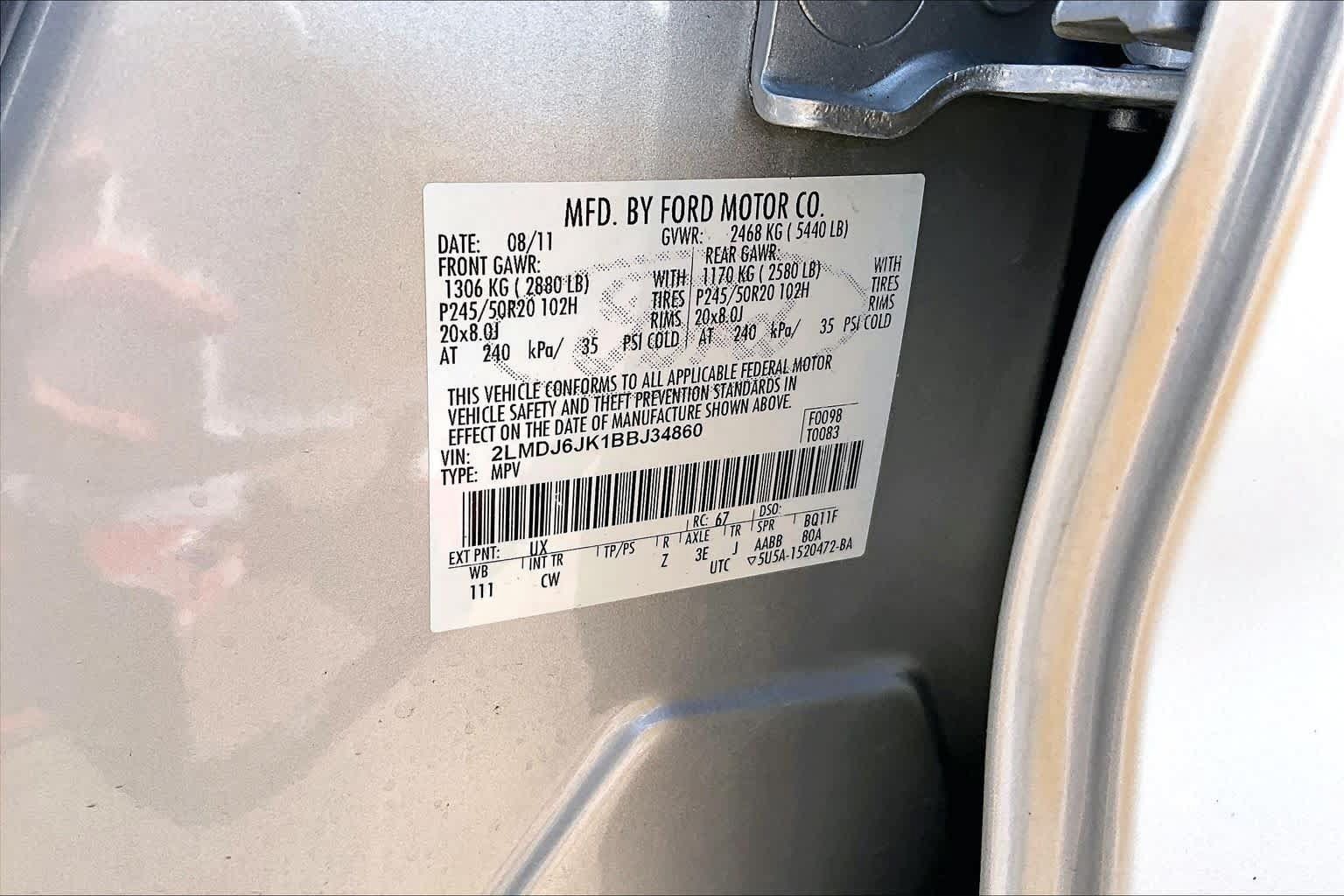 Used 2011 Lincoln MKX 2WD w/ 102A Rapid Spec Order Code image 33
