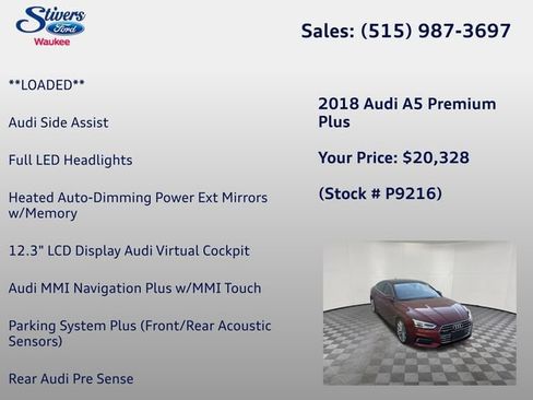 Used 2018 Audi A5 2.0T Premium Plus w/ Premium Plus AWD/4WD image 28
