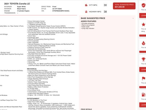 Used 2021 Toyota Corolla LE FWD image 3