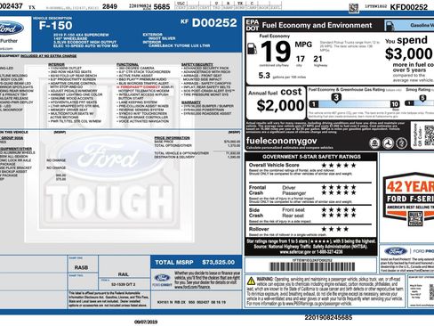 Used 2019 Ford F150 Limited w/ Trailer Tow Package AWD/4WD image 53