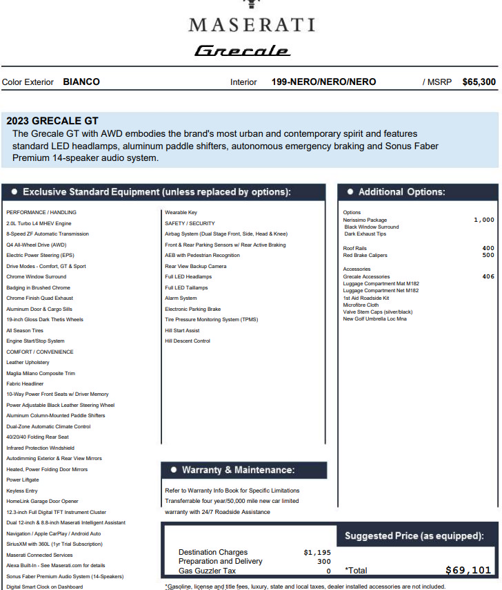 Certified 2023 Maserati Grecale GT AWD/4WD image 1