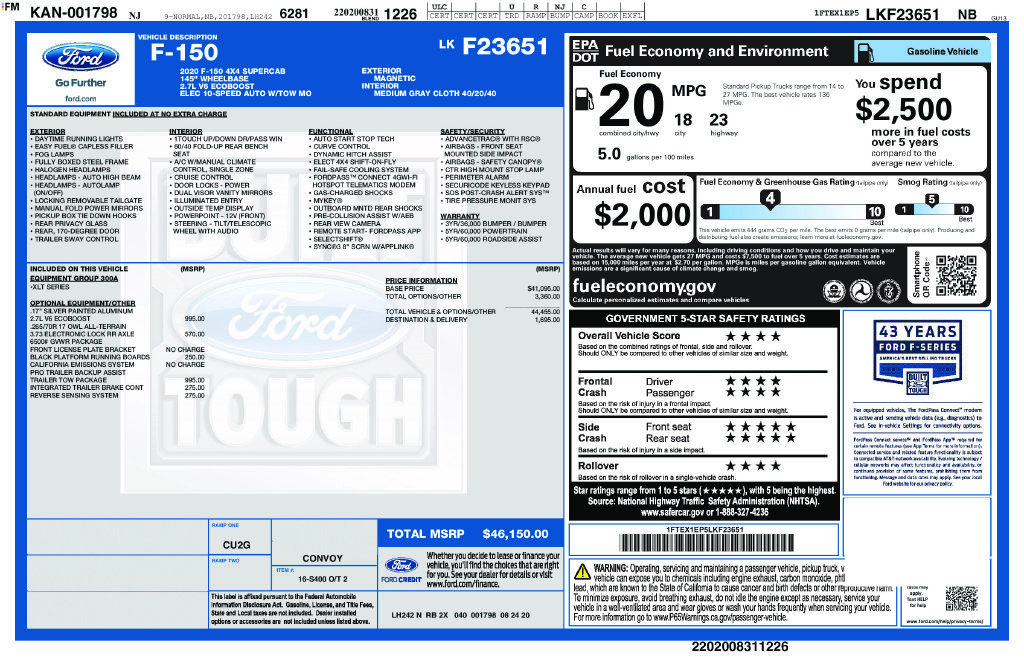 Certified 2020 Ford F150 XLT w/ Trailer Tow Package AWD/4WD image 32