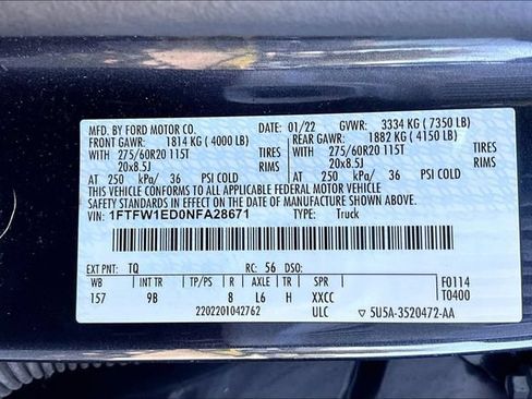 Used 2022 Ford F150 Platinum w/ Equipment Group 701A High AWD/4WD image 30