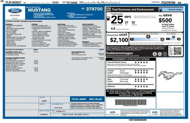 Used 2015 Ford Mustang Premium w/ Equipment Group 201A RWD image 27
