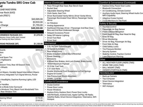 Used 2022 Toyota Tundra SR5 w/ TRD Convenience Package RWD image 5